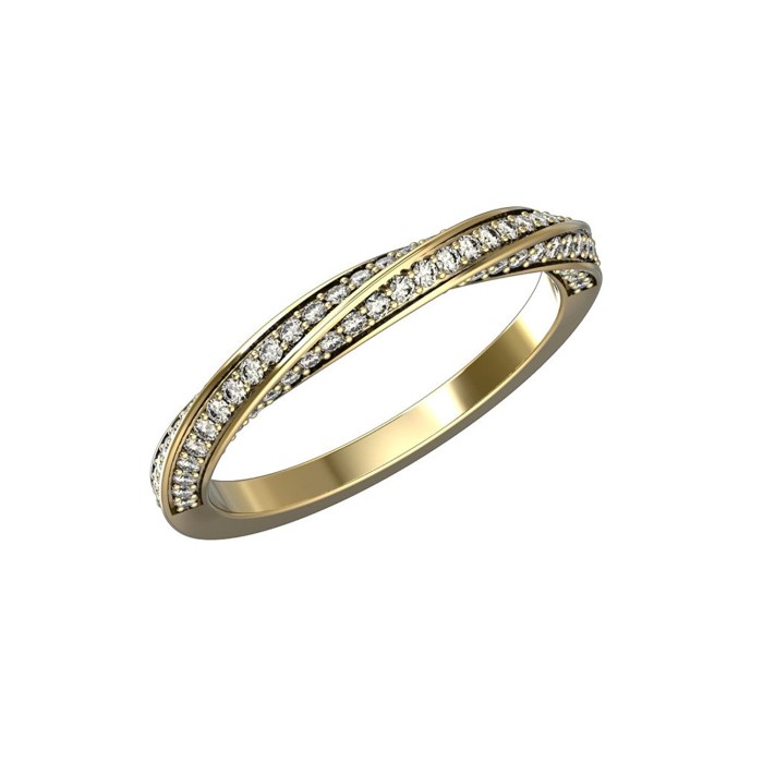 10 Kt Yellow & White Gold Twisted Swirl Band Ring 0.5 Carat Diamond Anniversary Ring